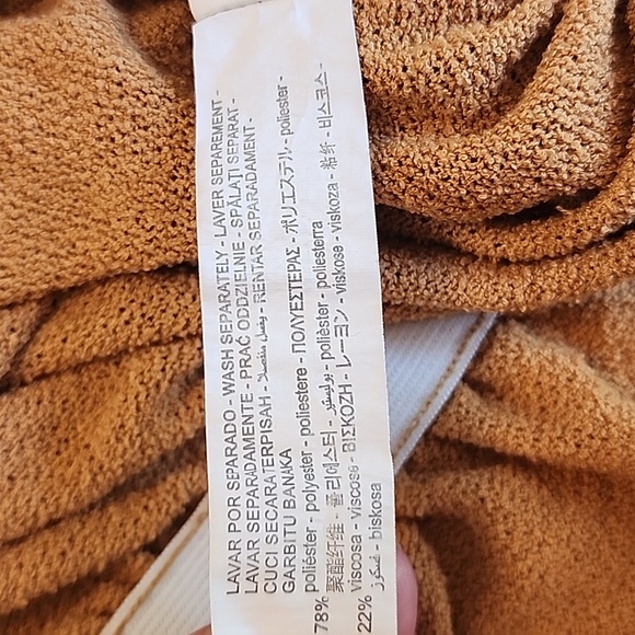 Zara Womens Long Sleeve Sweater Elastic Sinched Waist Golden Mustard Yellow Fall - Picture 8 of 8